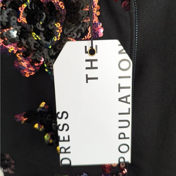 NEW NWT Dress the Population Nicole Sequin Floral Sheath Cocktail Dress - Picture 6 of 9